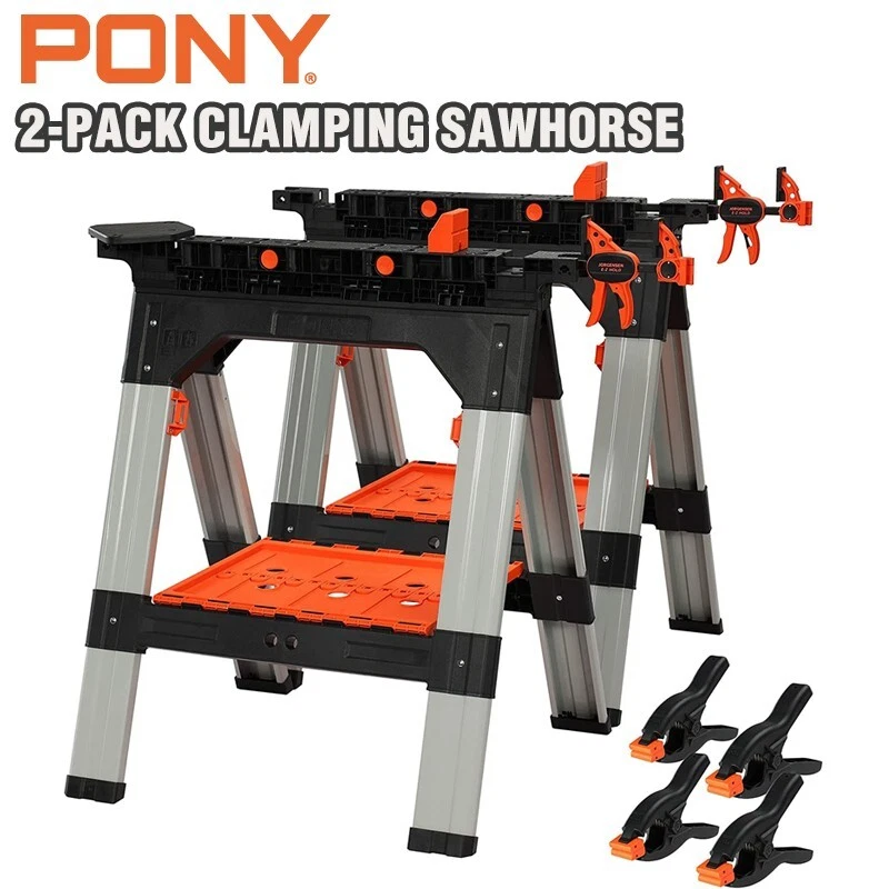 2-Piece Clamping Sawhorses, 1200 LBS Load Capacity