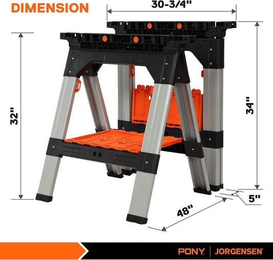2-Piece Clamping Sawhorses, 1200 LBS Load Capacity
