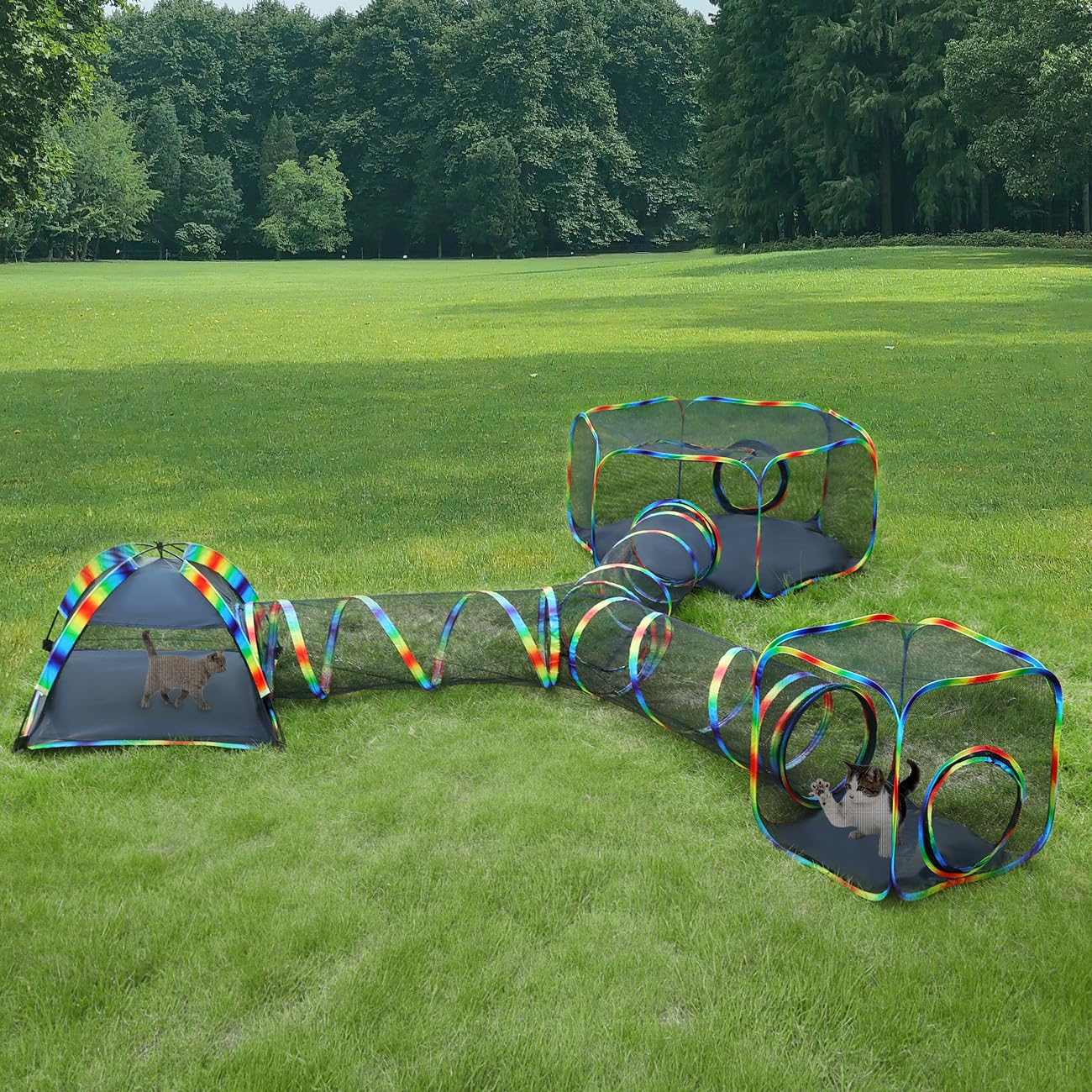 Outdoor Cat Enclosures,Portable Mesh Cat Tent, Tunnel, Playhouse with Free Carry Bag