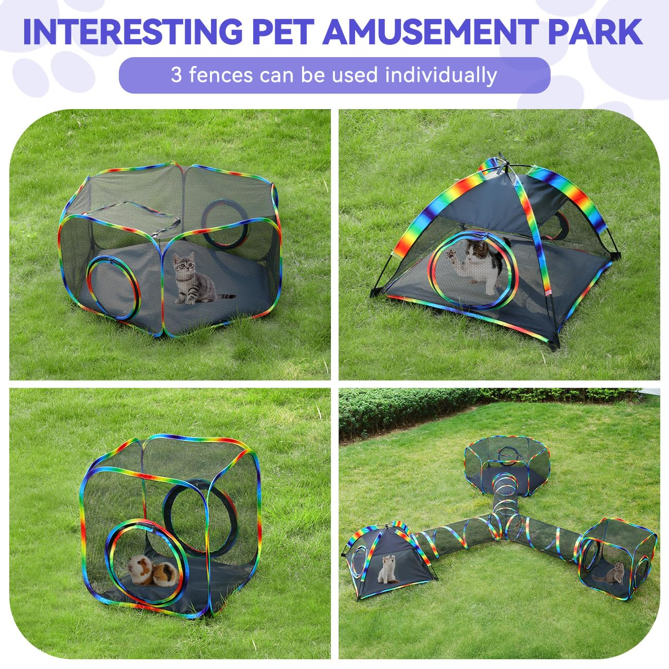 Outdoor Cat Enclosures,Portable Mesh Cat Tent, Tunnel, Playhouse with Free Carry Bag