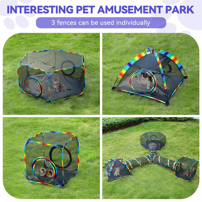 Outdoor Cat Enclosures,Portable Mesh Cat Tent, Tunnel, Playhouse with Free Carry Bag