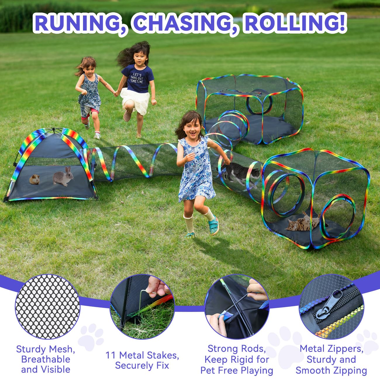 Outdoor Cat Enclosures,Portable Mesh Cat Tent, Tunnel, Playhouse with Free Carry Bag