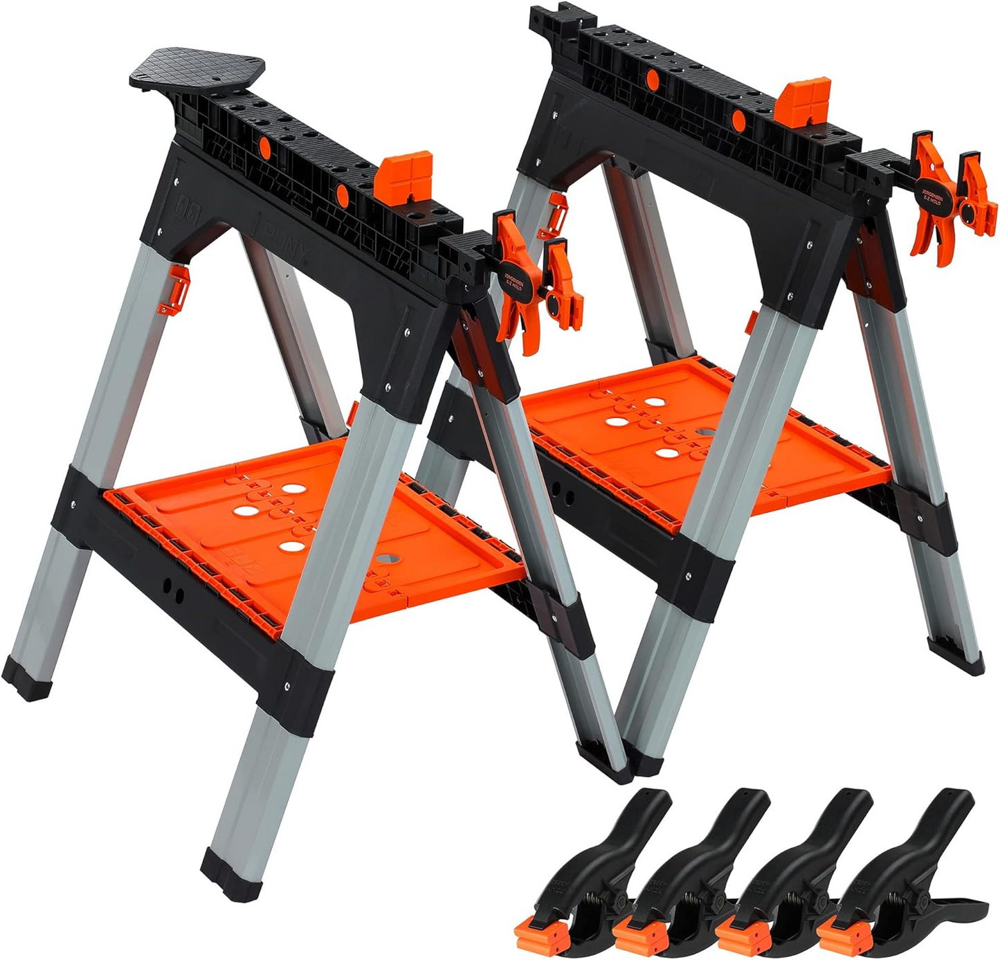 2-Piece Clamping Sawhorses, 1200 LBS Load Capacity