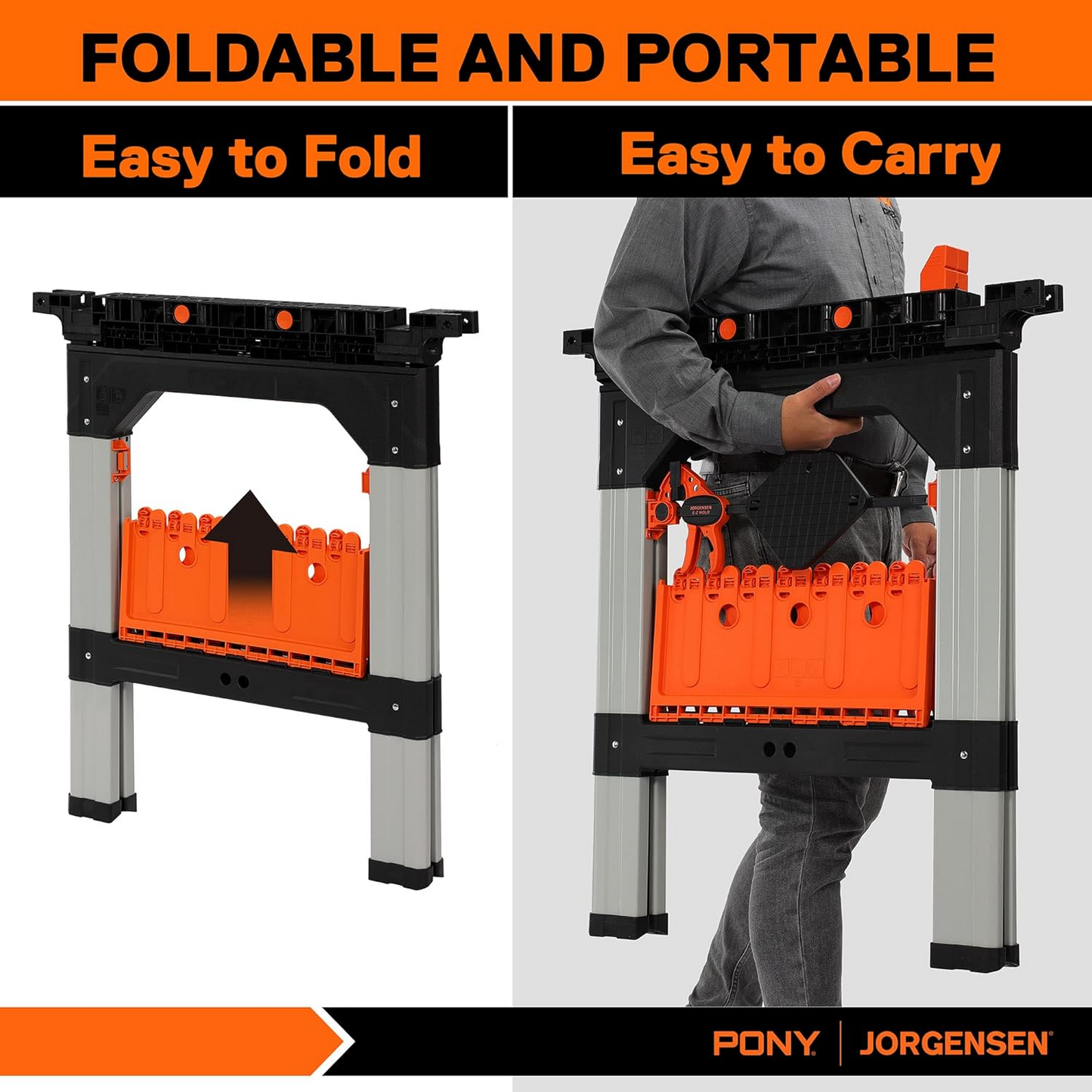 2-Piece Clamping Sawhorses, 1200 LBS Load Capacity