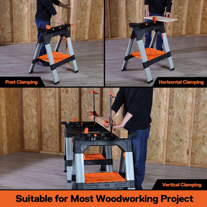 2-Piece Clamping Sawhorses, 1200 LBS Load Capacity