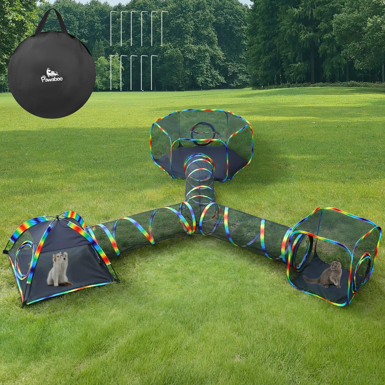 Outdoor Cat Enclosures,Portable Mesh Cat Tent, Tunnel, Playhouse with Free Carry Bag