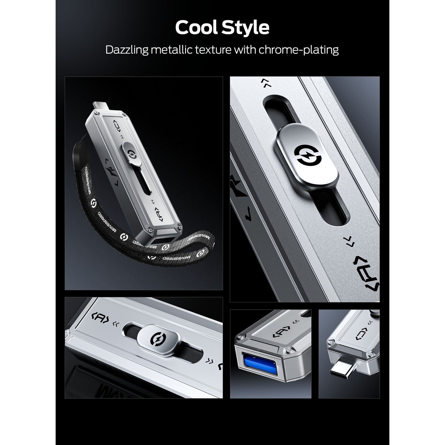 Dual Interface Push-Pull Design Solid State Flash Drive, MOVESPEED WD10 128GB-2TB 1000MB/s, USB 3.2 Gen2+Type C