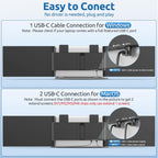 14" Dual Laptop Screen Extender – Portable 1080P IPS Triple Monitor, Plug & Play