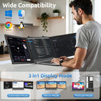 14" Dual Laptop Screen Extender – Portable 1080P IPS Triple Monitor, Plug & Play