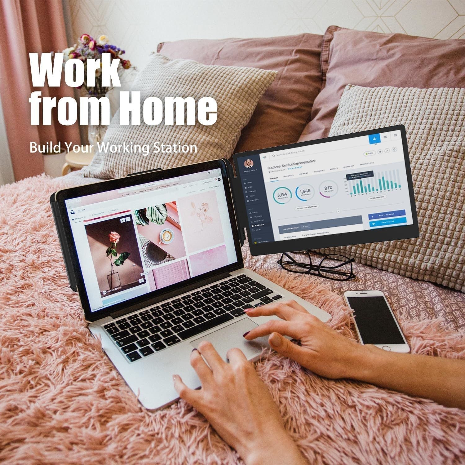 "14" FHD Portable Laptop Monitor – USB-C/HDMI, Plug & Play for PC/Mac/PS5"