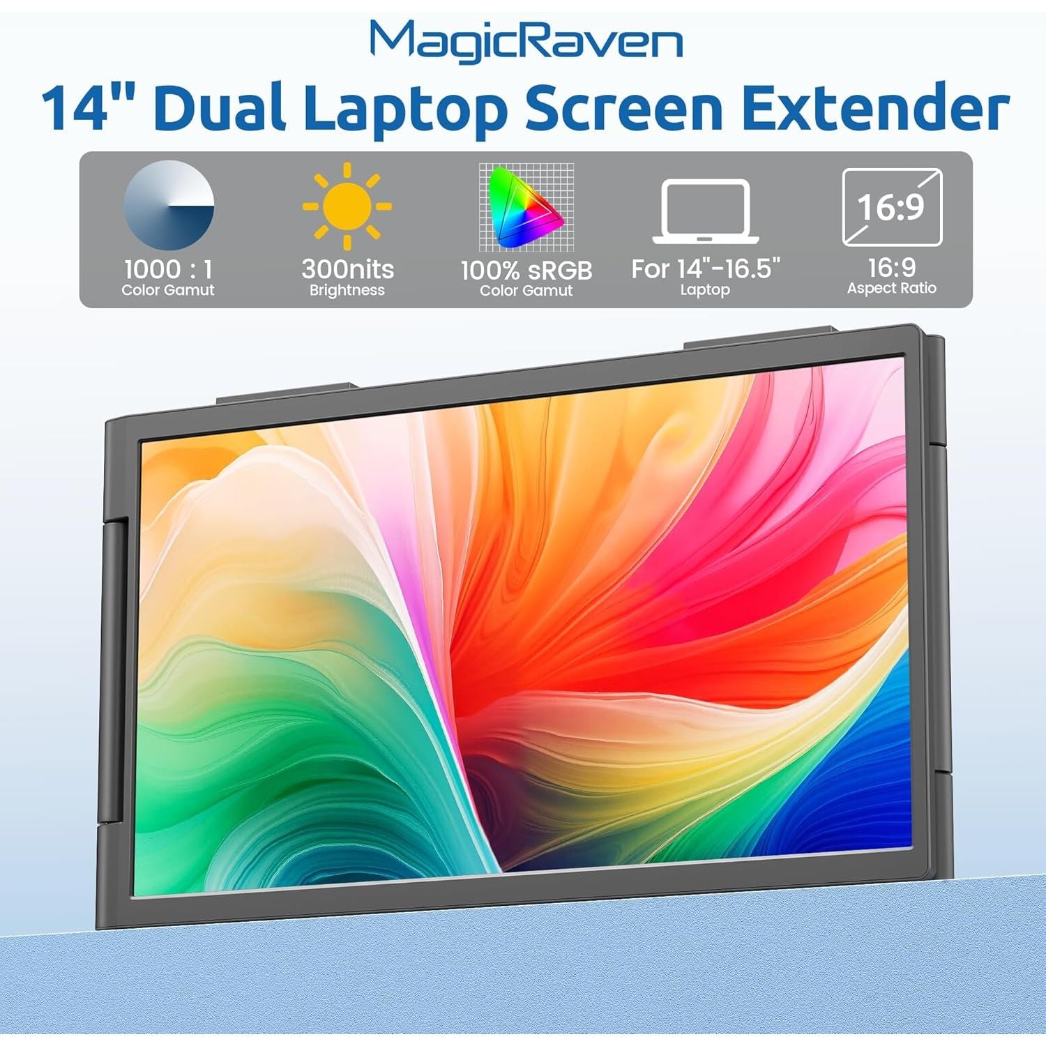 14" Dual Laptop Screen Extender – Portable 1080P IPS Triple Monitor, Plug & Play