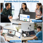 14" Dual Laptop Screen Extender – Portable 1080P IPS Triple Monitor, Plug & Play